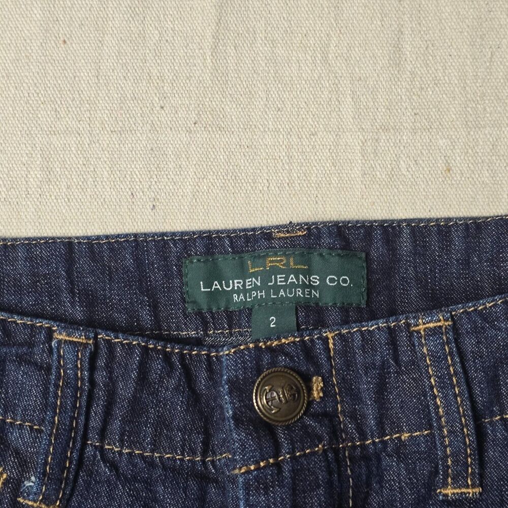 Lauren Jeans  Co Womens 2 Mid Rise Denim Blue Dark Straight Zip‎ Pants - Picture 3 of 16